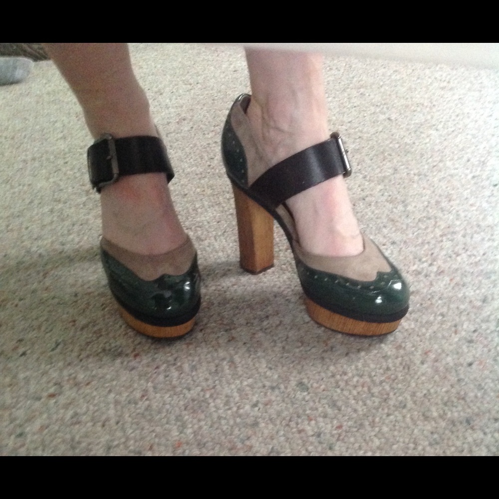Marni platform toe, wood heels, leather, size7 1/2